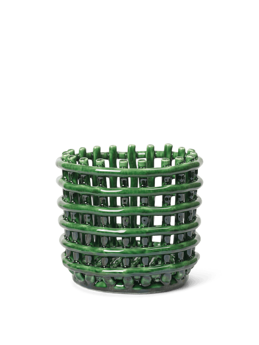 Ferm - Ceramic Basket - Small - emerald green