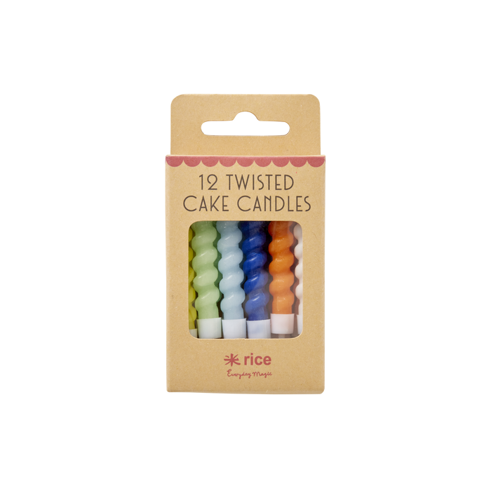 RICE - Twisted Cake Candle, 12 Stück, blau