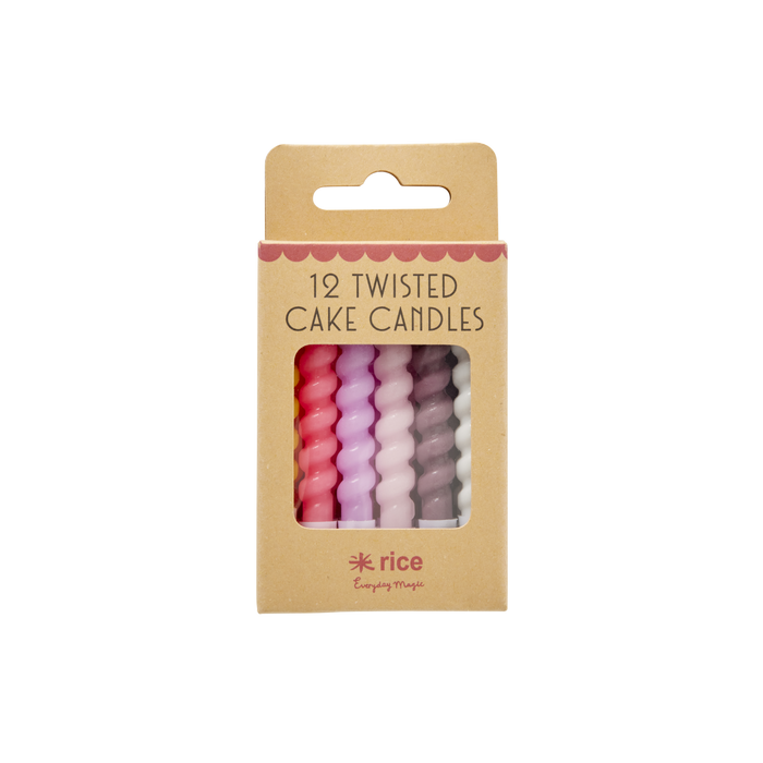 RICE - Twisted Cake Candle, 12 Stück, pink