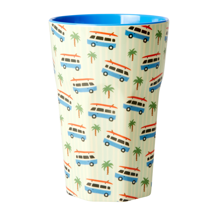 RICE - Tall Melamin Becher - Two Tone, blau - Cars Print