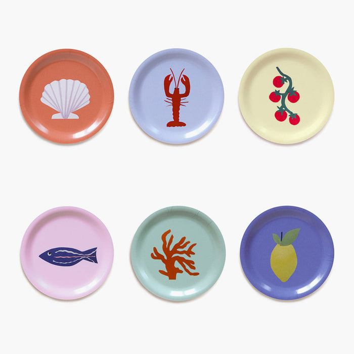 BLU KAT - Set of 6 Coasters, Seaside Lunch