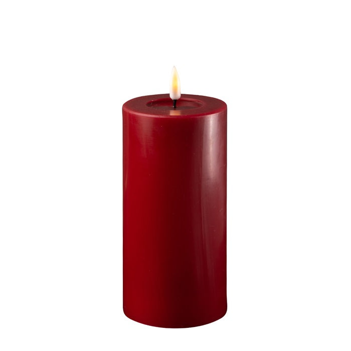 DELUXE Homeart - LED Stumpenkerze, bordeaux rot, 7,5*15cm
