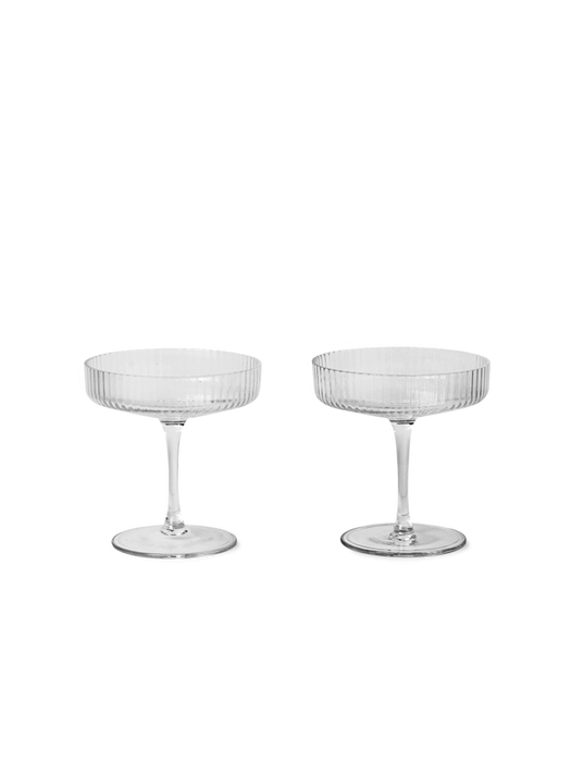 Ferm - Ripple Champagne Saucers, Set of 2, Clear