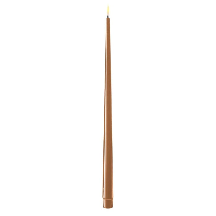 DELUXE Homeart - LED Stabkerze mit Lack, karamellbraun, 2 Stk., 38cm