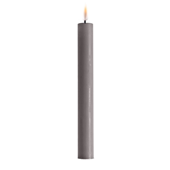 DELUXE Homeart - LED Stabkerze 24cm, grau, 2 Stk.