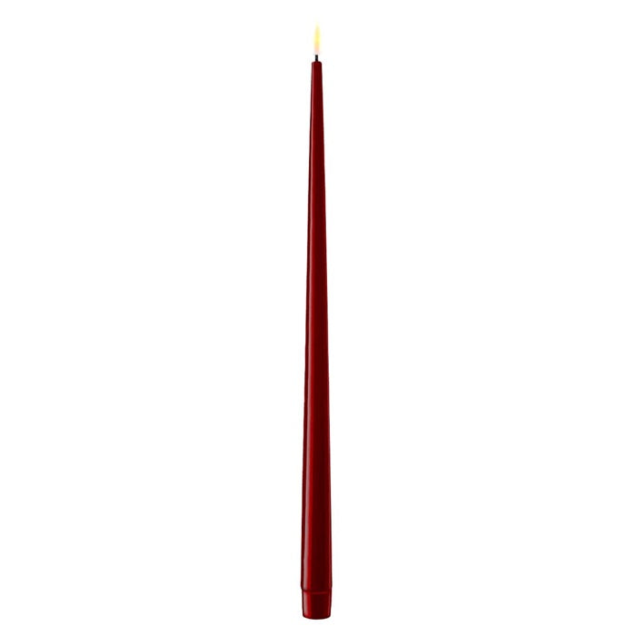 DELUXE Homeart - LED Stabkerze mit Lack, burgogne, 2 Stk., 38cm