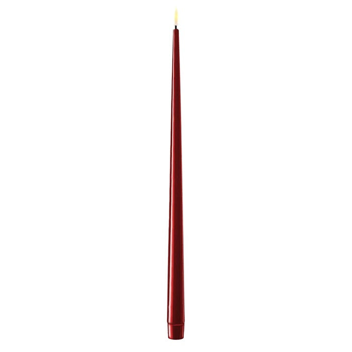 DELUXE Homeart - LED Stabkerze mit Lack, bordeaux rot, 2 Stk., 38cm