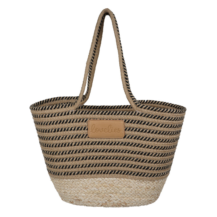 lovelies - Paraiso Beach bag, dark stripe/bast, Medium