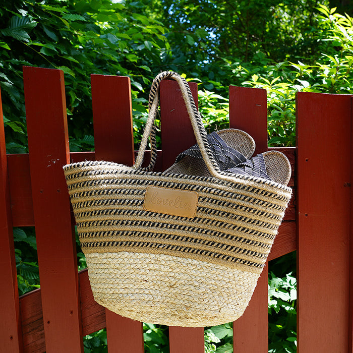 lovelies - Paraiso Beach bag, dark stripe/bast, Medium
