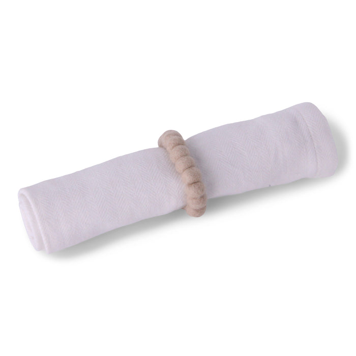 Gry & Sif - Napkin Ring Feltballs, beige, 2er-Set