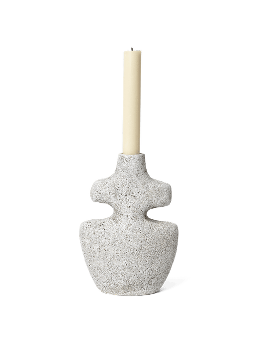 Ferm - Yara Candle Holder - medium - grey pumice