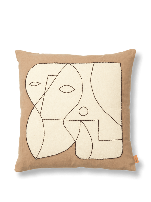 Ferm - Figure Cushion Cover, dark taupe/off-white