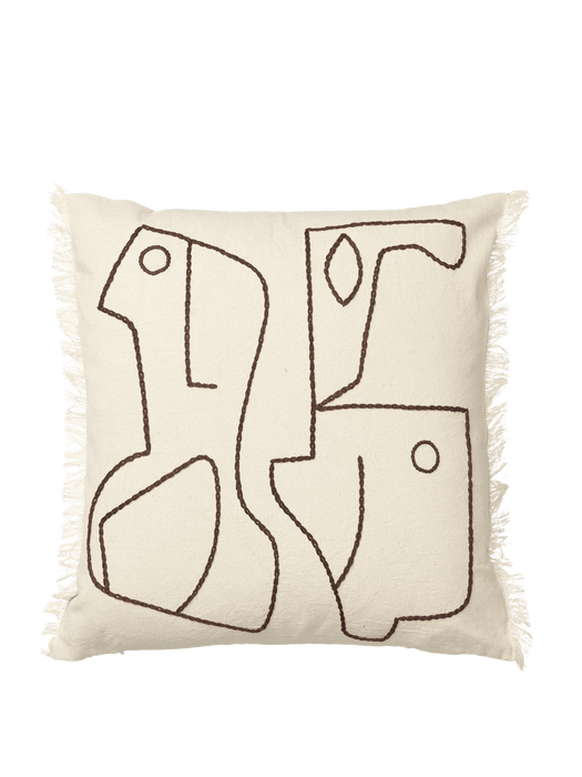 Ferm - Figure Cushion Cover, off-white/coffee