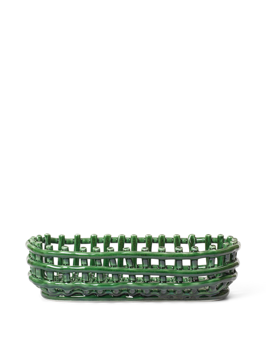 Ferm - Ceramic Basket - Oval, emerald green