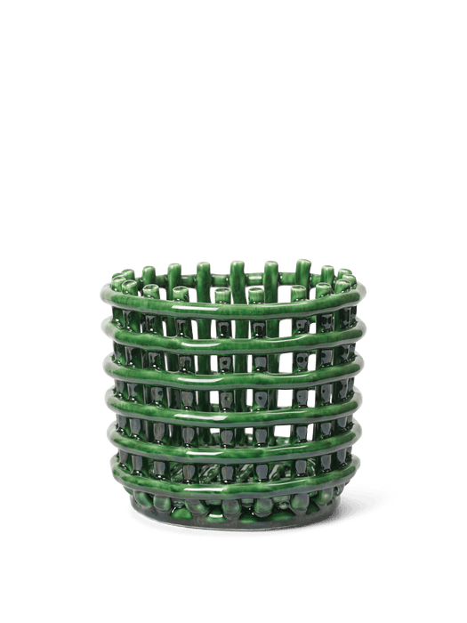 Ferm - Ceramic Basket - Small - emerald green