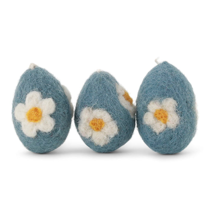 Gry & Sif - Egg Blue Flowers, Set of 3