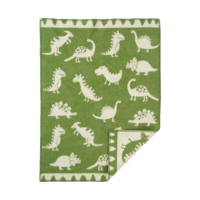 Klippan - Dino green, 65x90cm, woven wool blanket