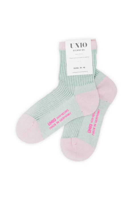UNIO - Socken MINI STRIPE, rose/salvia (02)