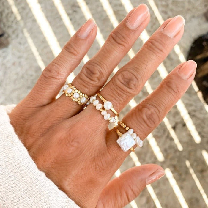 IBU Jewels - RS - Ring Stone Dot, pearl (05)