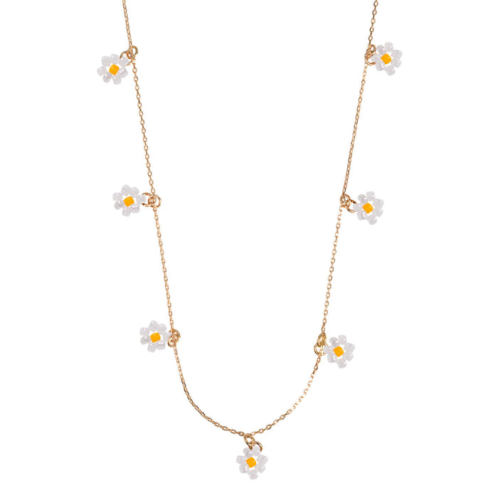 timi of Sweden - Small Flower Bead Necklace, white