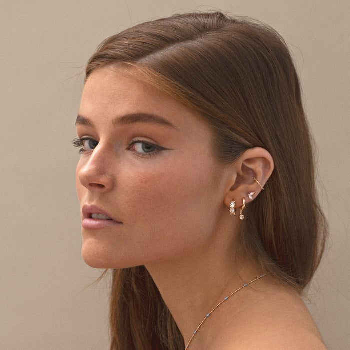 timi of Sweden - Olivia White Crystal Hoop Earrings