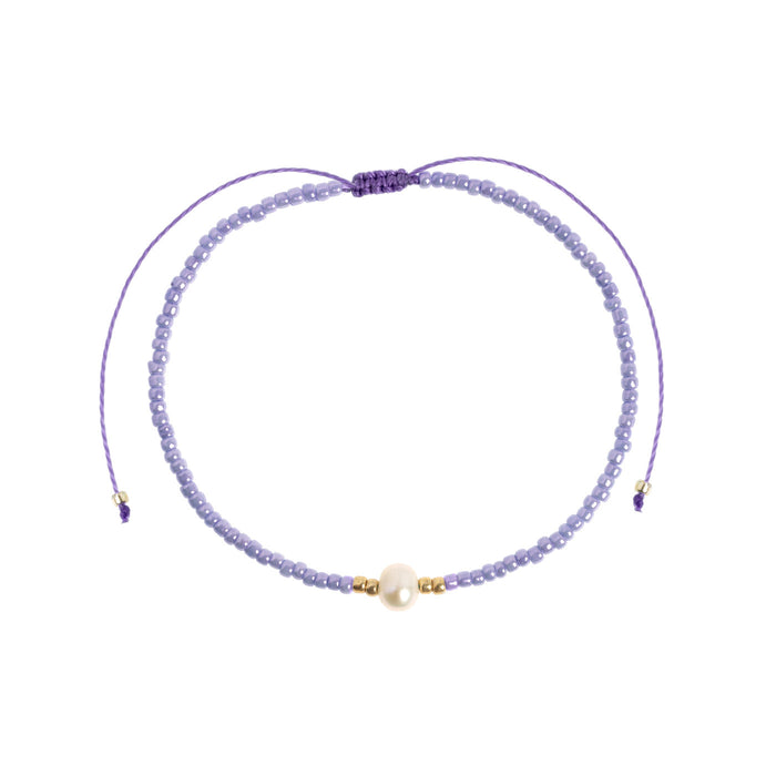 timi of Sweden - Alba - Bead with Pearl Macrame Bracelet, light violet
