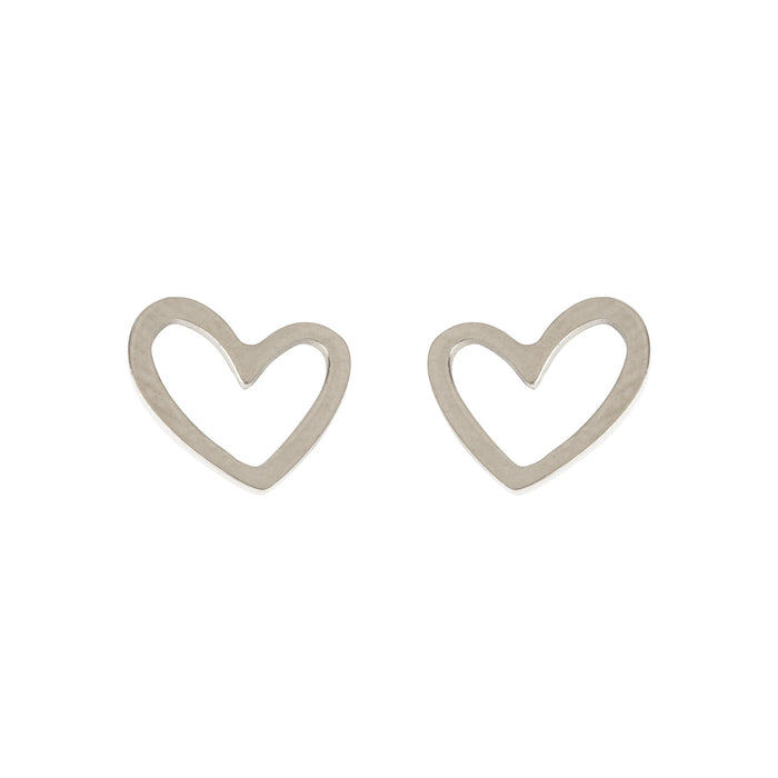 timi of Sweden - Sarah - Heart Outline Stud Earring Stainless Steel, silver