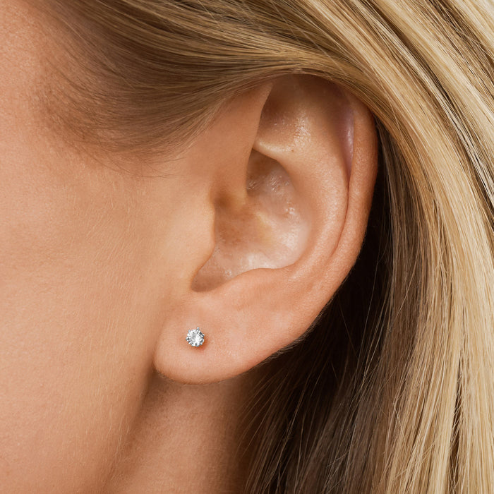 timi of Sweden - Anais, Crystal Stud Earrings Stainless Steel, silver