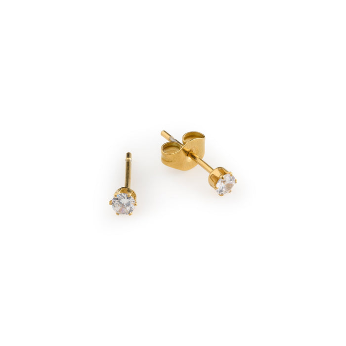 timi of Sweden - Anais, Crystal Stud Earrings Stainless Steel, gold