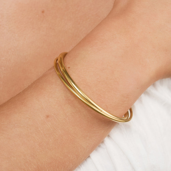 timi of Sweden - Elma, Triple Bangle Bracelet, stainless steel gold