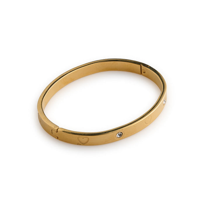timi of Sweden - Gia, Crystal Heart Bangle Bracelet, gold