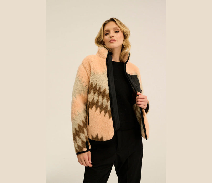 Alwero - Sweater-Jacke SHERPA, aztec apricot