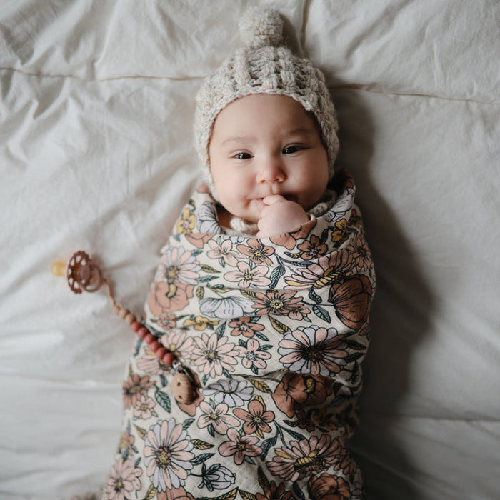 Mushie - Swaddle, Retro Flowers