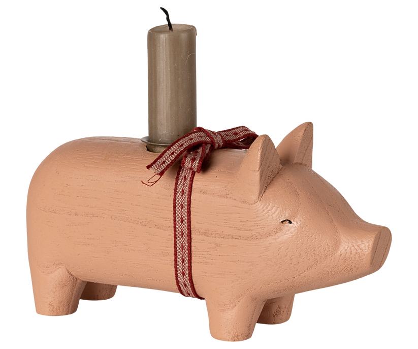 Maileg - Kerzenhalter, Medium Schwein - rosa