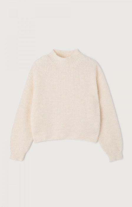 American Vintage - Pullover EAST kleiner Stehkragen, Pearl Melange
