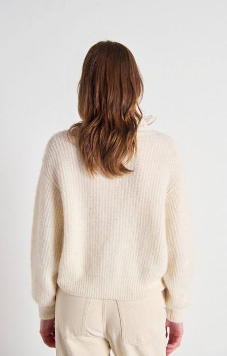 American Vintage - Pullover EAST kleiner Stehkragen, Pearl Melange