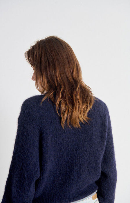 American Vintage - Pullover EAST kleiner Stehkragen, navy chine