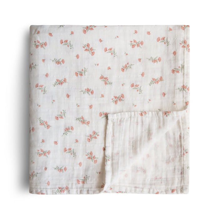 Mushie - Swaddle, Pink Flowers