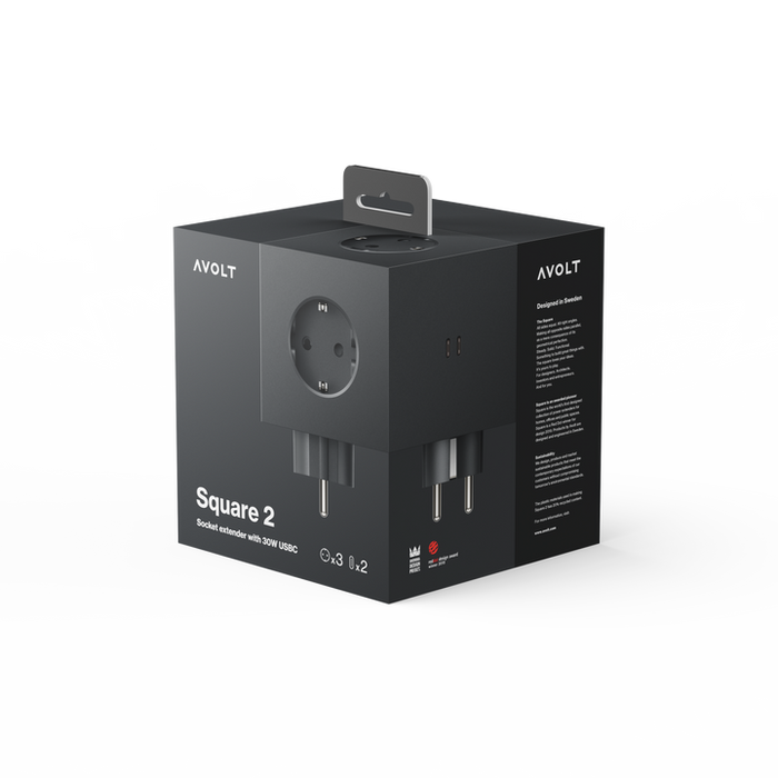 Avolt - Square 2 USB & Wallmount, schwarz