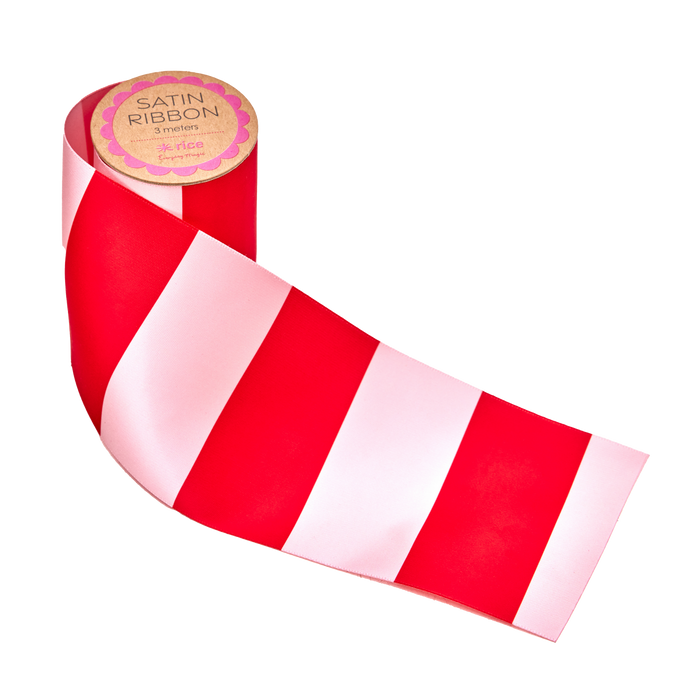 RICE - Satin Ribbon pink / red