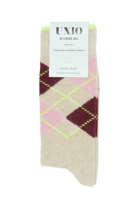 UNIO - Socken ARGY, toast-bordeaux-neon yellow (08)