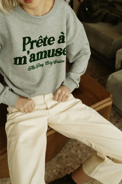 TINYCOTTONS - PRÊTE À M’AMUSER Sweatshirt, medium grey heather/dark green