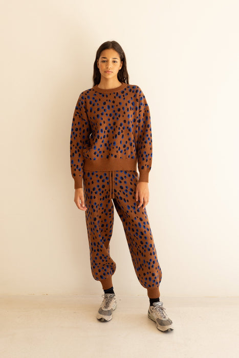 TINYCOTTONS - Luca Animal Pattern Knitted Trousers, brown