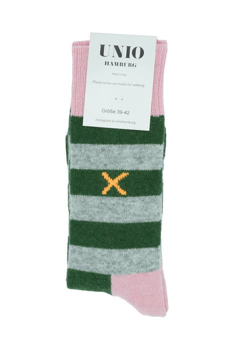 UNIO - Socken COSY, rose-dark green-grey melange (13)