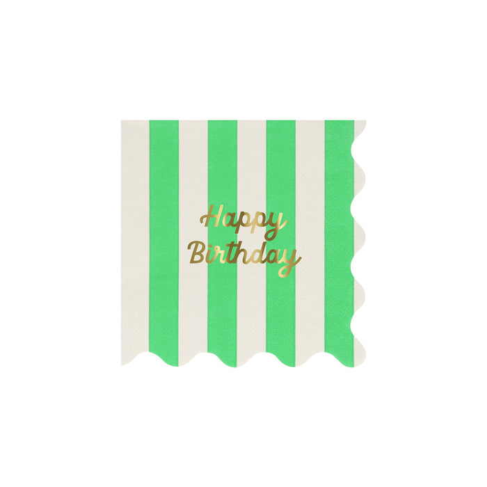 Meri Meri - Stripe Happy Birthday Small Napkins