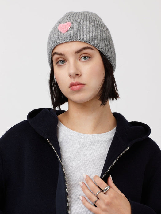 UNIO - Mütze LUND Heart neon pink, grey melange (001)