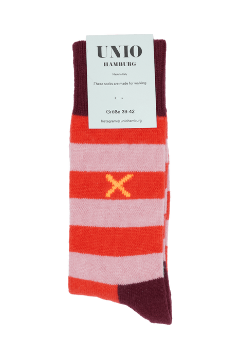 UNIO - Socken COSY, bordeaux-orange-rose (14)