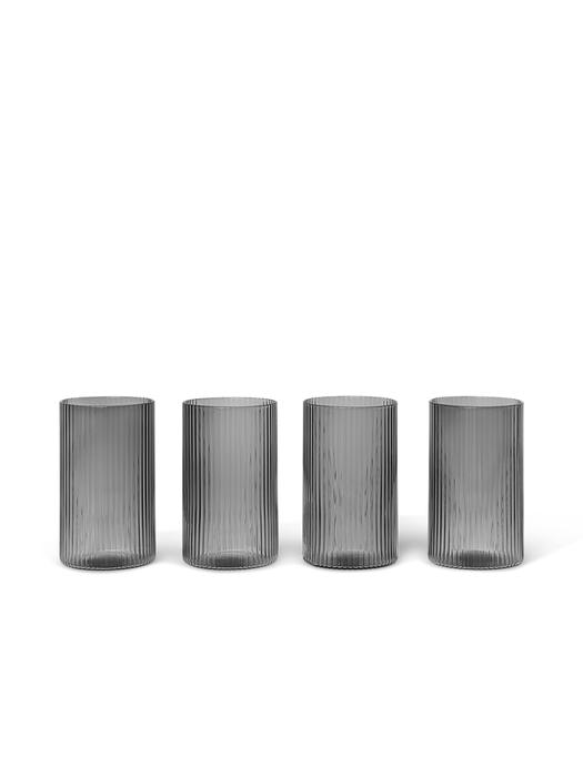 Ferm - Ripple Verrines (Set of 4) Smoked Grey - mundgeblasene Gläser
