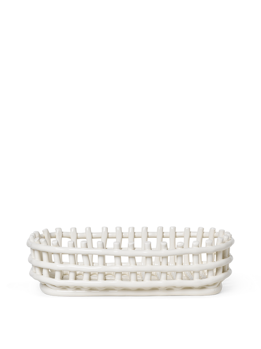 Ferm - Ceramic Basket - Oval, off-white