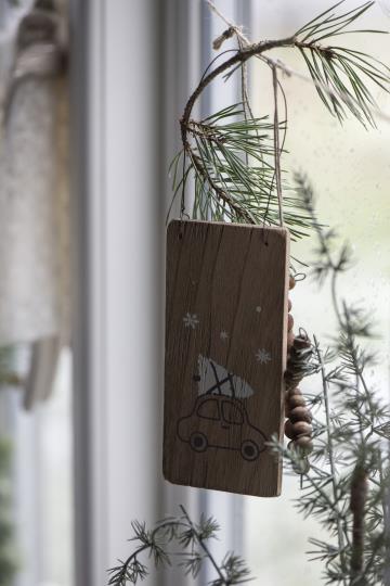 IB Laursen - Holzschild Auto mit Tannenbaum auf Dach